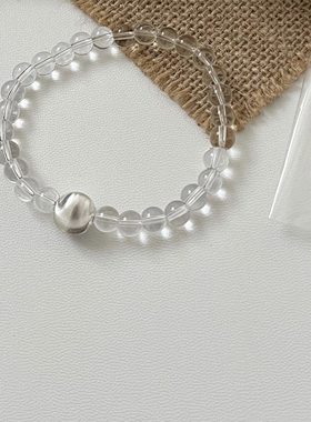 夏日冰透感手链~简约高级感手饰品S925纯银车花珠水晶拉丝手链