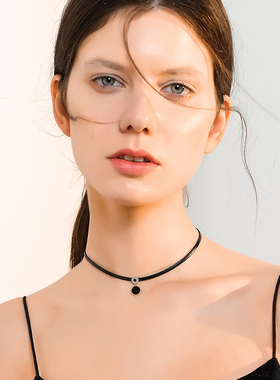 短款韩国性感黑色脖子饰品项链