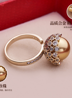 仿珍珠开口戒指女轻奢高级感小众设计食指指环配饰女2025新款爆款