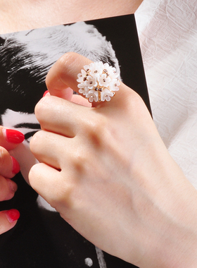 ins小雏菊女网花朵装饰夸张戒指