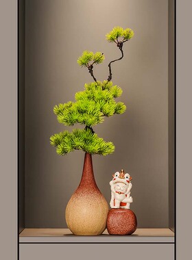 新中式陶瓷细长花瓶玄关客厅摆件