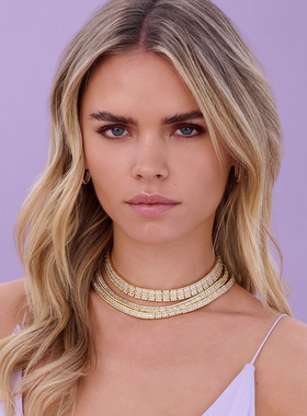 [杨紫同款]APM Monaco金黄色Torsade密镶项圈项链扭纹设计感新品