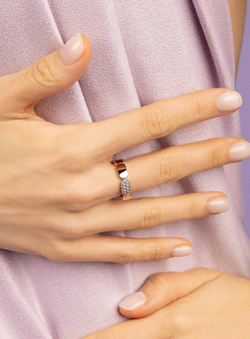 APM精致玫瑰金色戒指简约精致