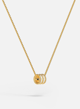 [春季新品]APM Monaco金黄色Torsade可调节项链扭纹吊坠设计优雅