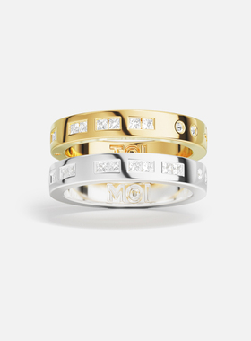 APM摩斯密码戒指金银双色情侣款