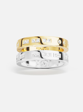 APM摩斯密码戒指金银双色情侣款