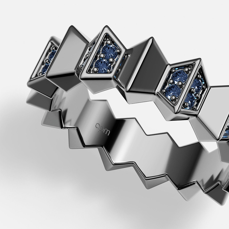 Leclerc's same APM Monaco Up and Down blue ring geometric wave gift*