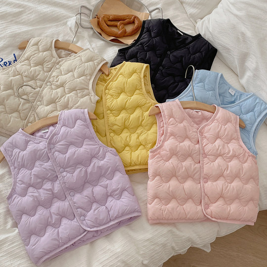 儿童羽绒棉马甲宝宝秋冬新款背心男女童马夹中小童春秋外穿坎肩