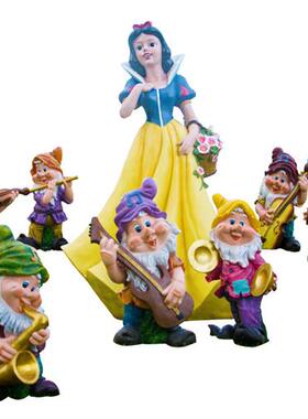 玻璃钢白雪公主小矮人雕塑幼儿园景观摆件户外卡通花园装饰小品大