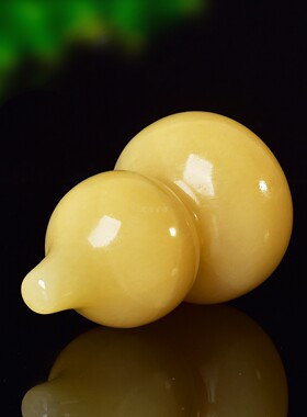 天然黄玉葫芦摆件实心家居装饰