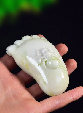 蓝田玉脚丫知足常乐男女士手把件文玩随身工艺饰品汽车挂件小摆件