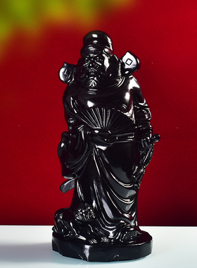 黑曜石黑天师雕刻钟馗财神镇摆件家防居赐福小客厅工艺品人保平安