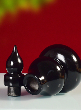 黑曜石葫芦开口摆件弯把葫芦玄关厨房乔迁风水新居摆摆件大师推荐