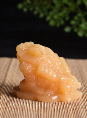 玉玉家摆天然米黄玉石小金蟾招财摆件三足蟾蜍客厅电视柜玄关装饰