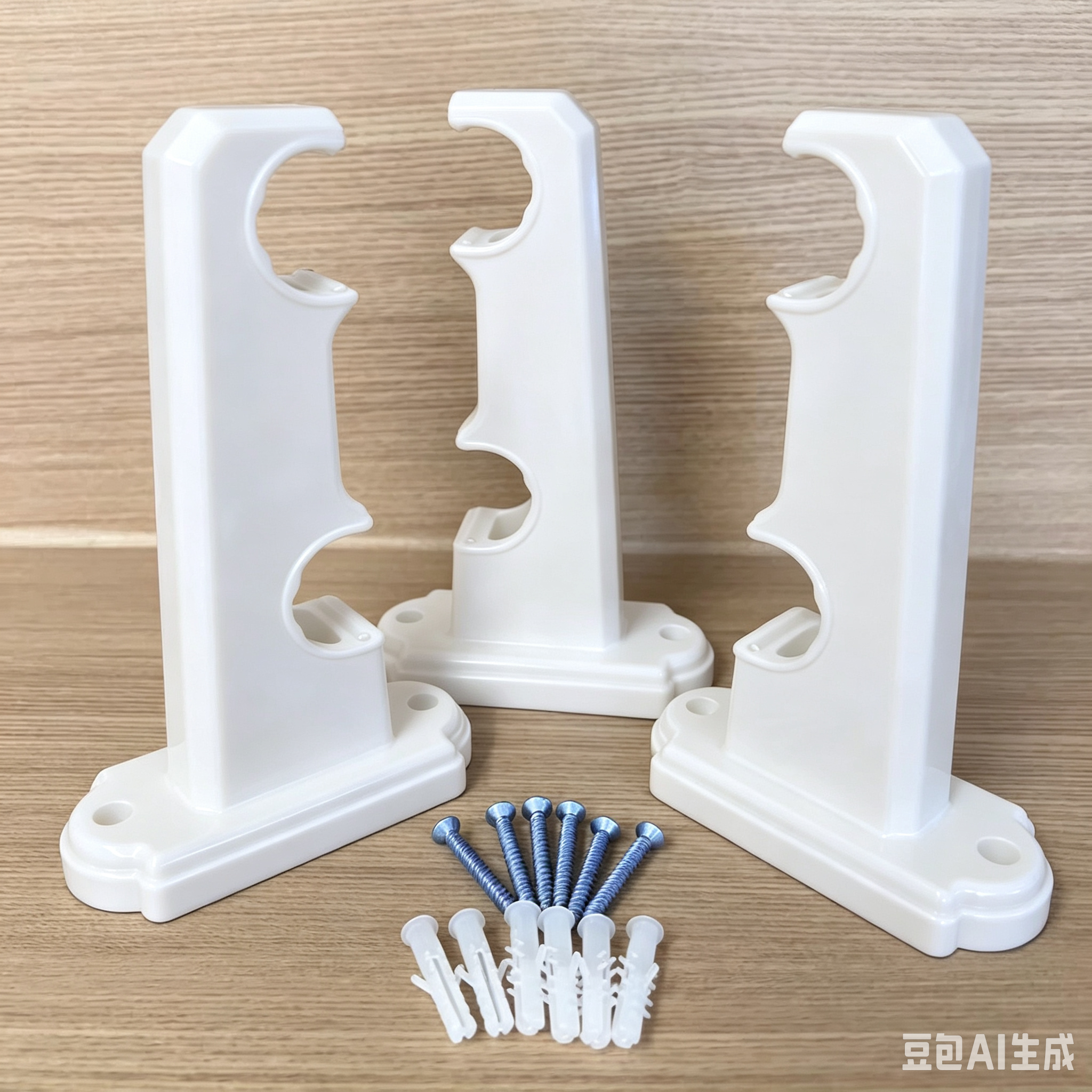 老式红木纹色双杆窗帘支架罗马杆双码固定支撑托架底座安装码配件
