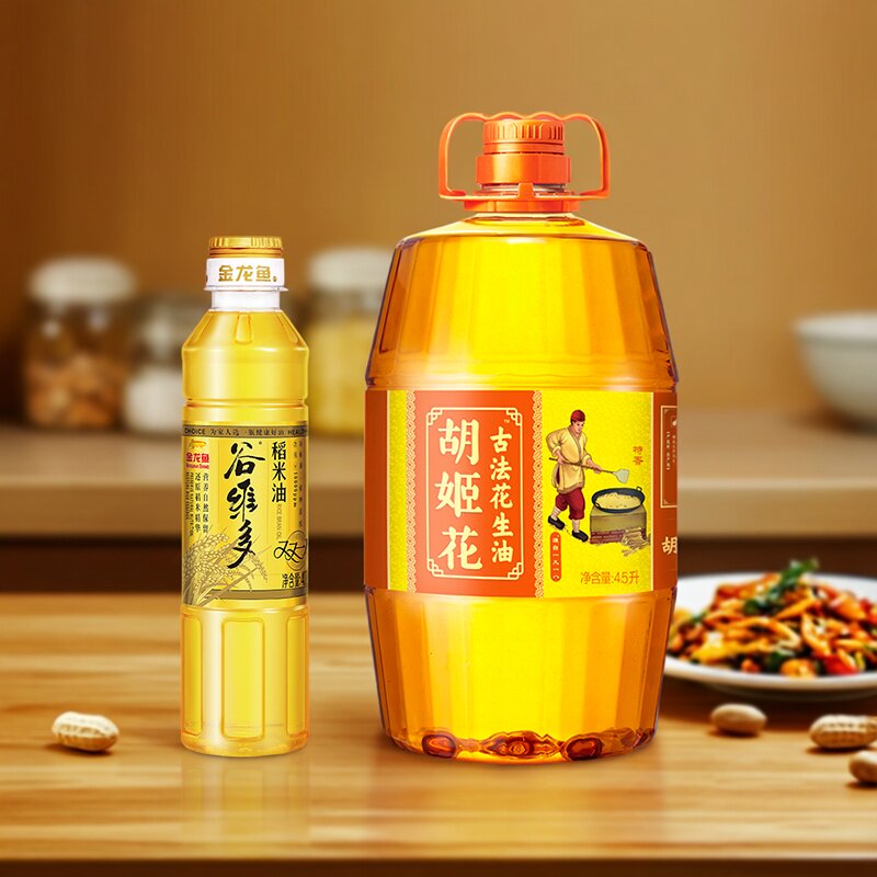 胡姬花古法花生油4.5L+400ml稻米油组合