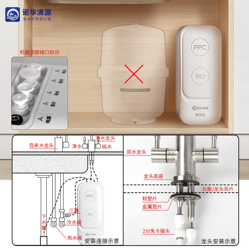 800G大流量双出水反渗透净水器家用直饮机厨房自来水过滤RO纯水机