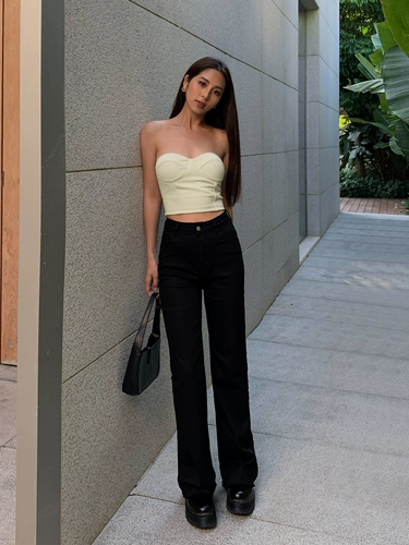 Черный цветной мегафон, сексуальные джинсы, штаны для отдыха, высокая талия, коллекция 2023, свободный прямой крой