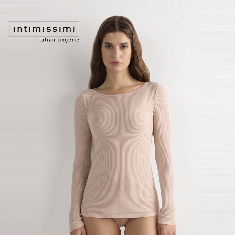 Intimissimi意舒漫时尚经典一字领轻薄含羊绒打底衫CL176G - 图1