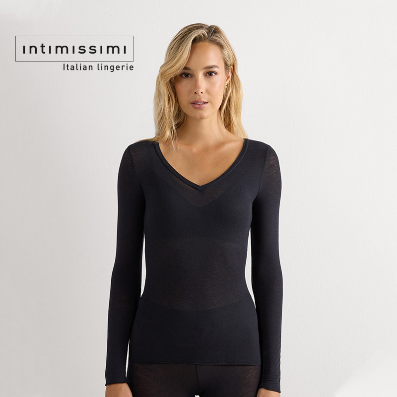 Intimissimi意舒漫女士秋冬修身打底含羊绒长袖V领针织衫CLD28W,淘宝优惠券,粉丝福利购,淘宝优惠卷