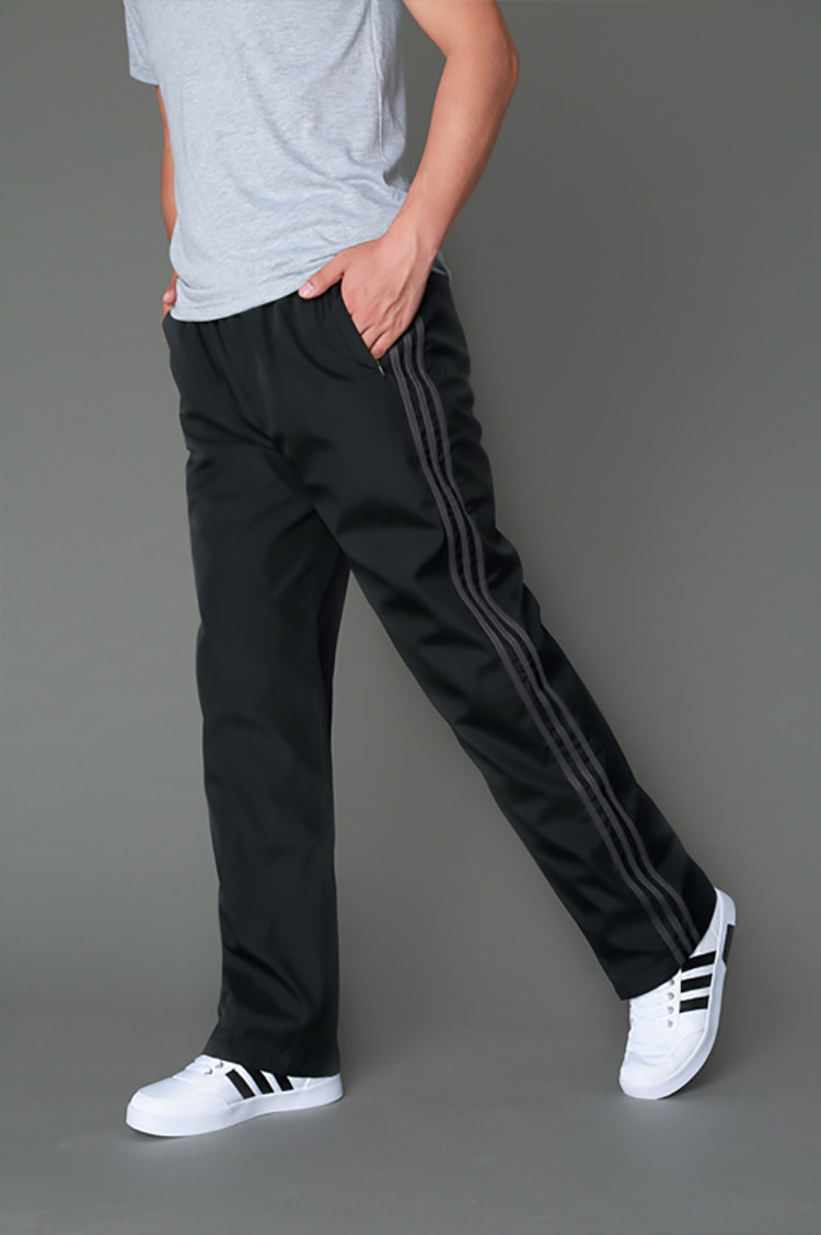 春夏涤纶运动裤男长裤宽松三道杠休闲速干裤男士加肥大码直筒裤子