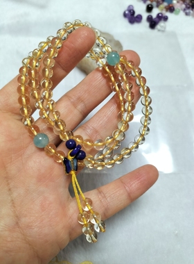 天然黄水晶手链三圈巴西水晶手串男女款多圈送礼旺事业首饰品