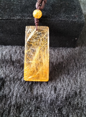 金发晶吊坠男女无事牌 天然发晶钛晶吊牌挂件水滴平安牌项链全净