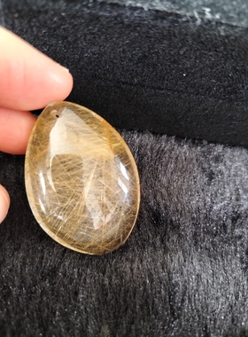 金发晶吊坠男女无事牌 天然发晶钛晶吊牌挂件水滴平安牌项链全净