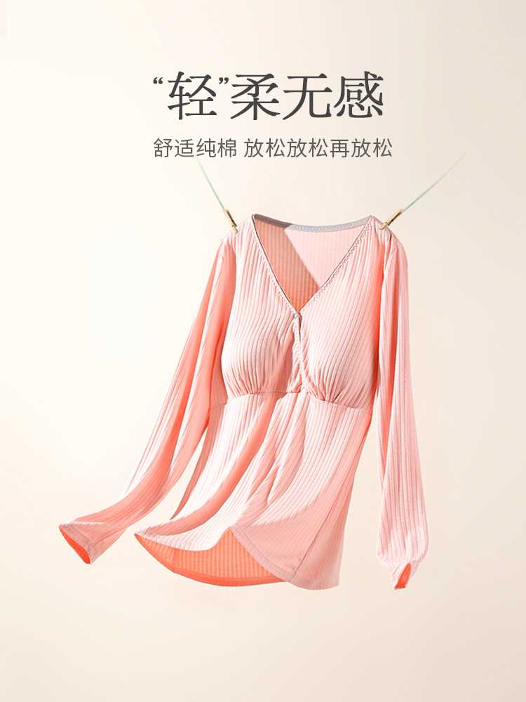 产后哺乳上衣外出月子服睡衣喂奶孕妇秋衣打底衫春秋冬季薄款夏季 - 图1