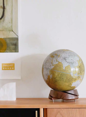 homely原木地球仪双语手工底座