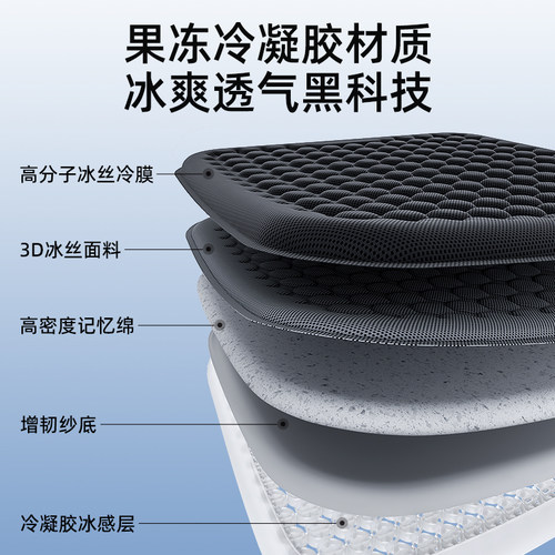 汽车坐垫夏季凉垫凝胶冰垫单片四季通用座椅通风透气夏天冰丝座垫 - 图1