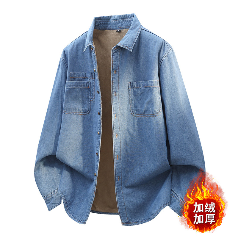 拉夏贝尔美式厚绒牛仔衬衫外套冬季新款男女宽松保暖衬衣开衫棉服,淘宝优惠券,粉丝福利购,淘宝优惠卷