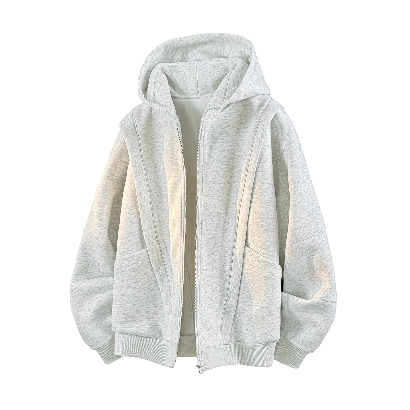 拉夏贝尔解构设计感小众卫衣外套男女款秋季重磅连帽情侣开衫夹克