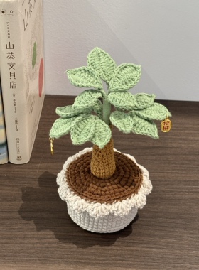 发财树盆栽手工diy钩针编织材料包毛线针织摆件新年礼物打发时间