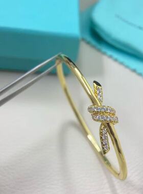 高版本交叉绳结满钻手镯扭绳时尚百搭设计感手环卡扣设计厂家直销