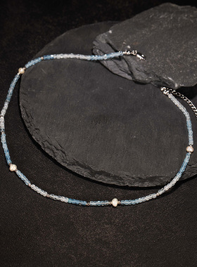 s925纯银彩宝首饰天然海蓝宝串珠项链女小红书抖音视频号直播新款