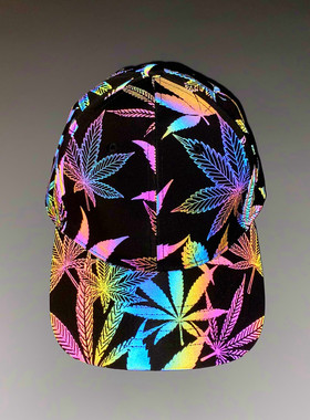 夜跑户外反光棒球炫彩蘑菇帽