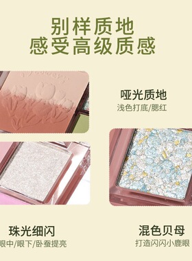 Biya比雅玩趣腮红眼影盘闪粉珠光亮片平价学生眼影卧蚕一体盘彩妆