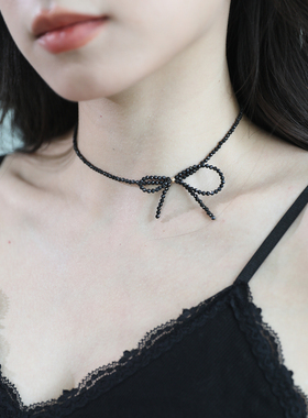 蝴蝶结美产甜酷风尖晶石choker