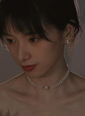 choker仙女女法式金蕾丝淡水珍珠