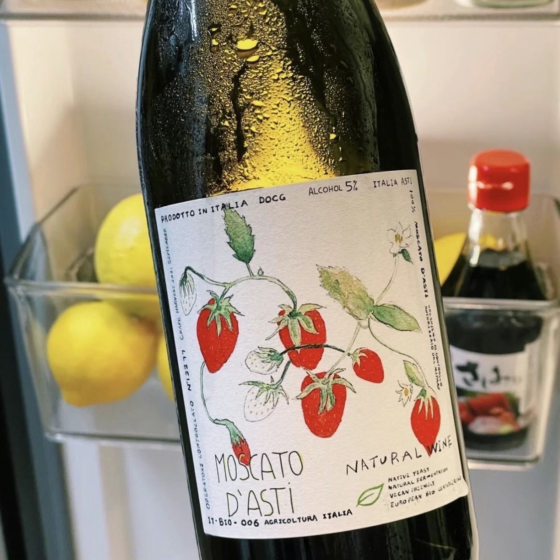 自然酒！盈盈草莓moscato d'asti阿斯蒂甜白葡萄莫斯卡托起泡酒-图1