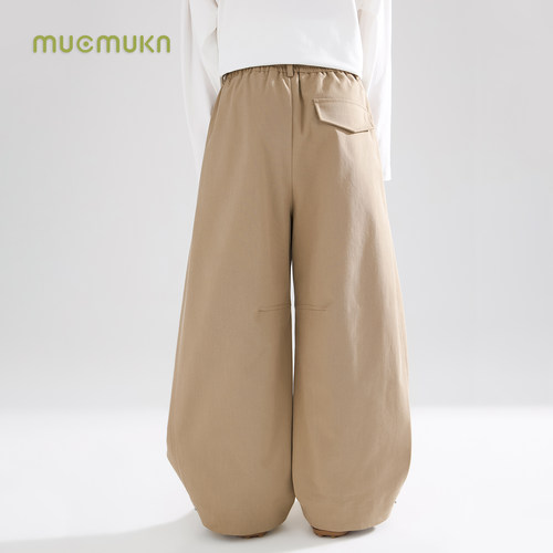 MUCMUKN【南意游记】抗皱莱赛尔棉松弛感弯刀休闲裤子男女童26春 - 图3