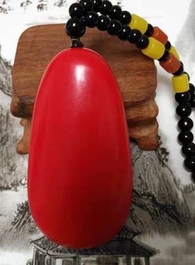 新疆戈壁鸡血石玉原石手把件玉石处理中国红手玩件玉器腰件新料