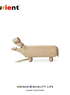 Furient创意设计师摆件 wooden hippo木河马 家居动物工艺装饰品