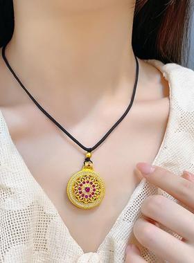 金店同款包金古法点钻吊坠