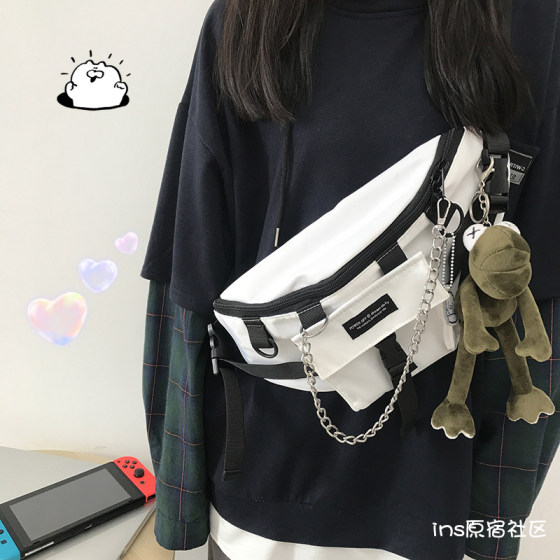 Korean ins Japanese style Harajuku workwear chest bag men and women dark student crossbody bag chic Hong Kong style street style waist bag trend