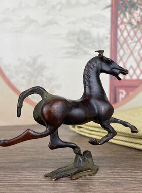 黄铜马玄关摆件生肖马铜马踏飞燕装饰家居办公室大小号开业礼品
