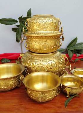 黄铜聚宝盆摆件黄铜香炉家居店铺开业礼品黄铜盆