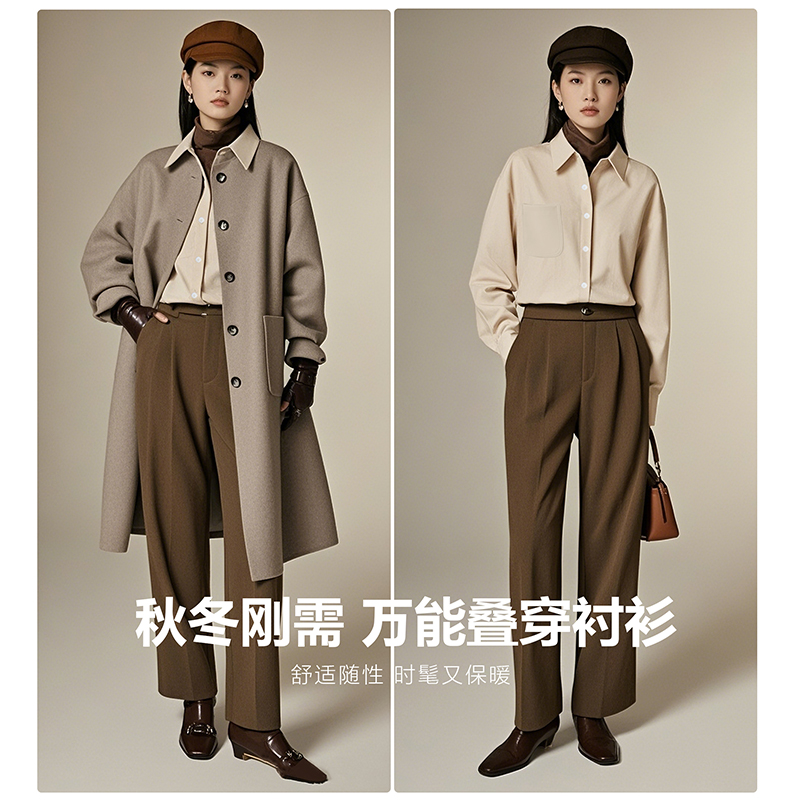 灯芯绒衬衫女2025年秋冬新款打底内搭叠穿加厚磨毛衬衣高级感上衣 - 图2