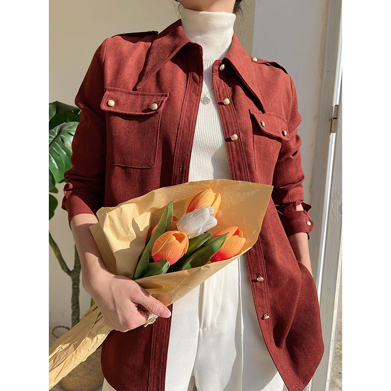 叠穿灯芯绒早春2022年新款港风衬衫 诞恩衬衫